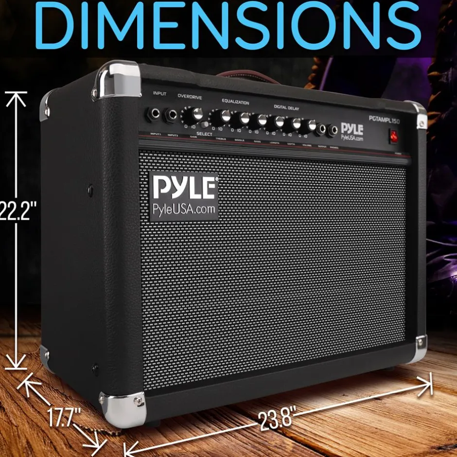 Portable Guitar Amp 40W High-Def Speakers Lightweight Wood Construction<Pyle Best