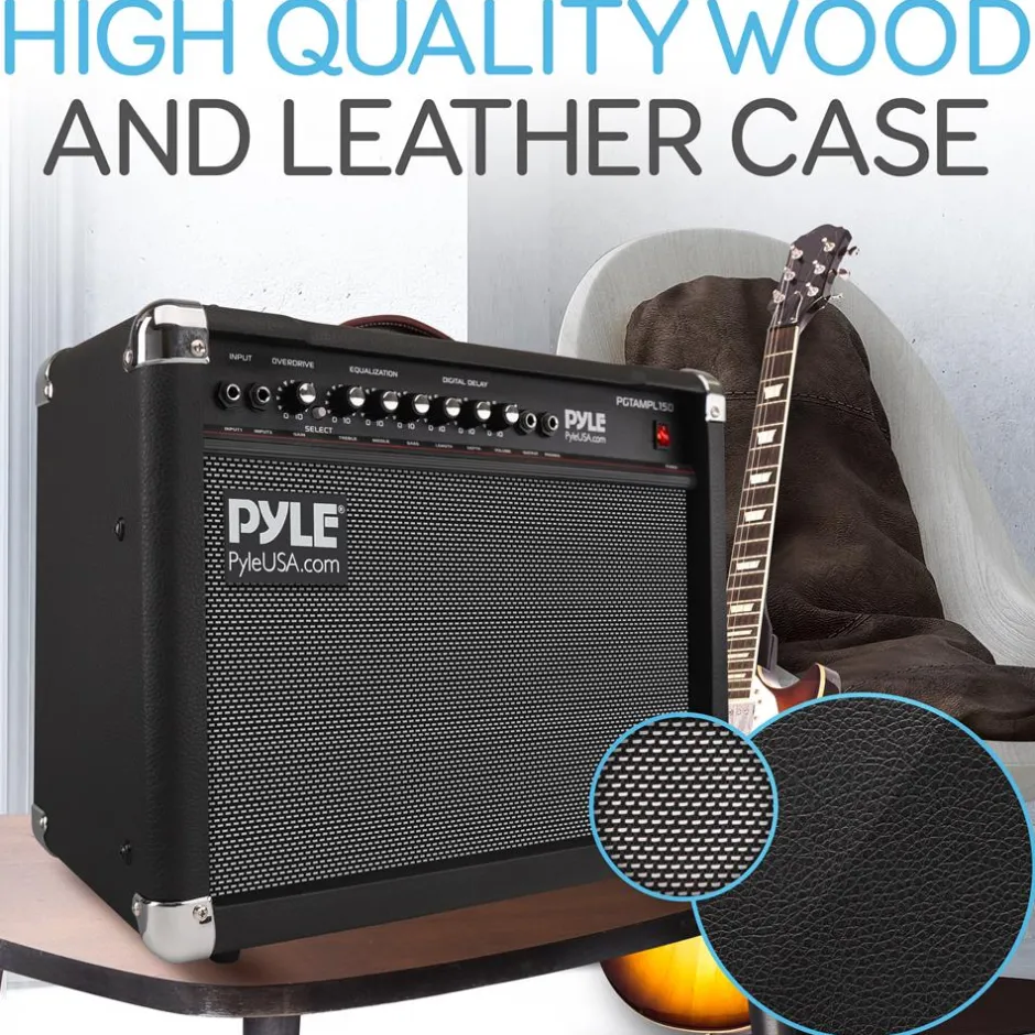 Portable Guitar Amp 40W High-Def Speakers Lightweight Wood Construction<Pyle Best