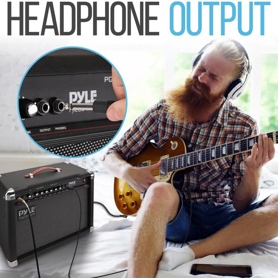 Portable Guitar Amp 40W High-Def Speakers Lightweight Wood Construction<Pyle Best