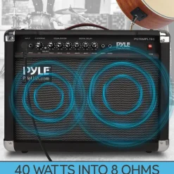 Portable Guitar Amp 40W High-Def Speakers Lightweight Wood Construction<Pyle Best