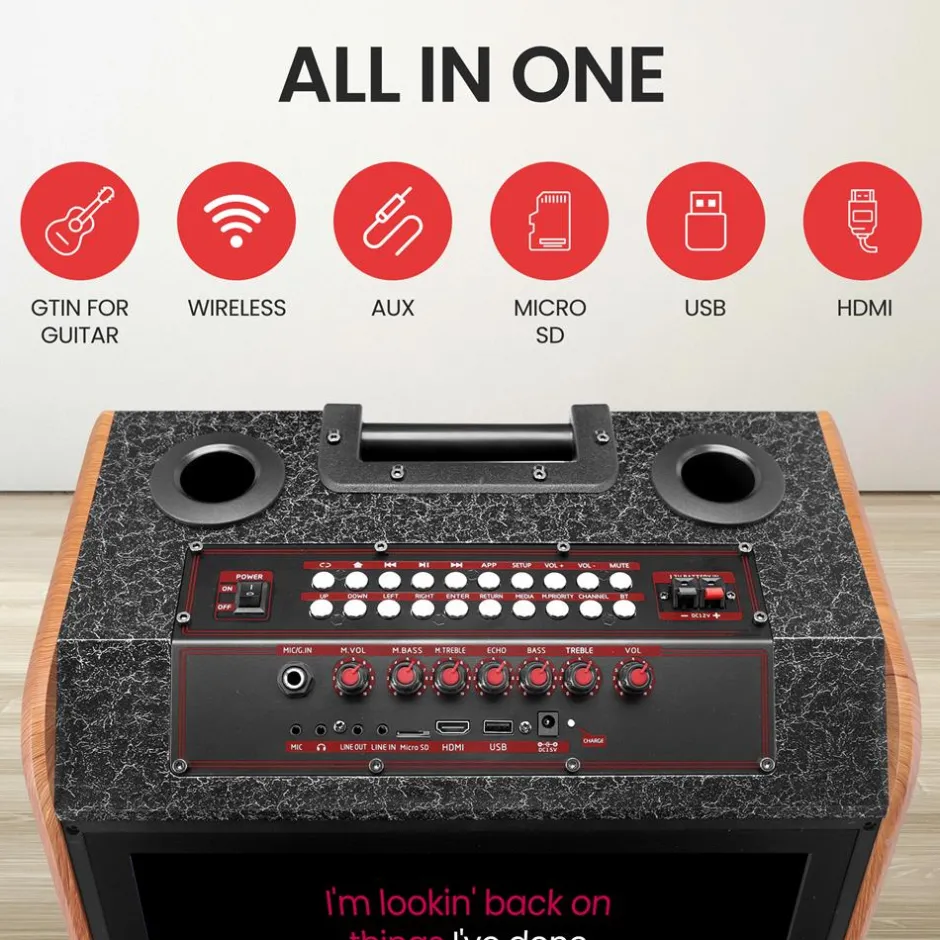 Portable Karaoke Machine, HD Screen, Dual Wireless Mics, Easy Transport<Pyle Discount
