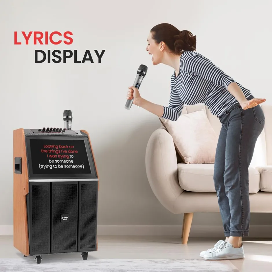 Portable Karaoke Machine, HD Screen, Dual Wireless Mics, Easy Transport<Pyle Discount