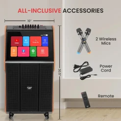 Portable Karaoke Machine, HD Screen, Dual Wireless Mics, Easy Transport<Pyle Discount