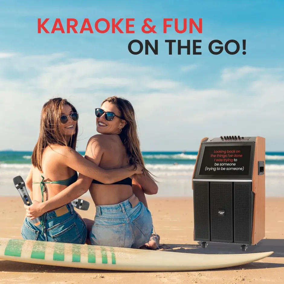 Portable Karaoke Machine, HD Screen, Dual Wireless Mics, Easy Transport<Pyle Discount