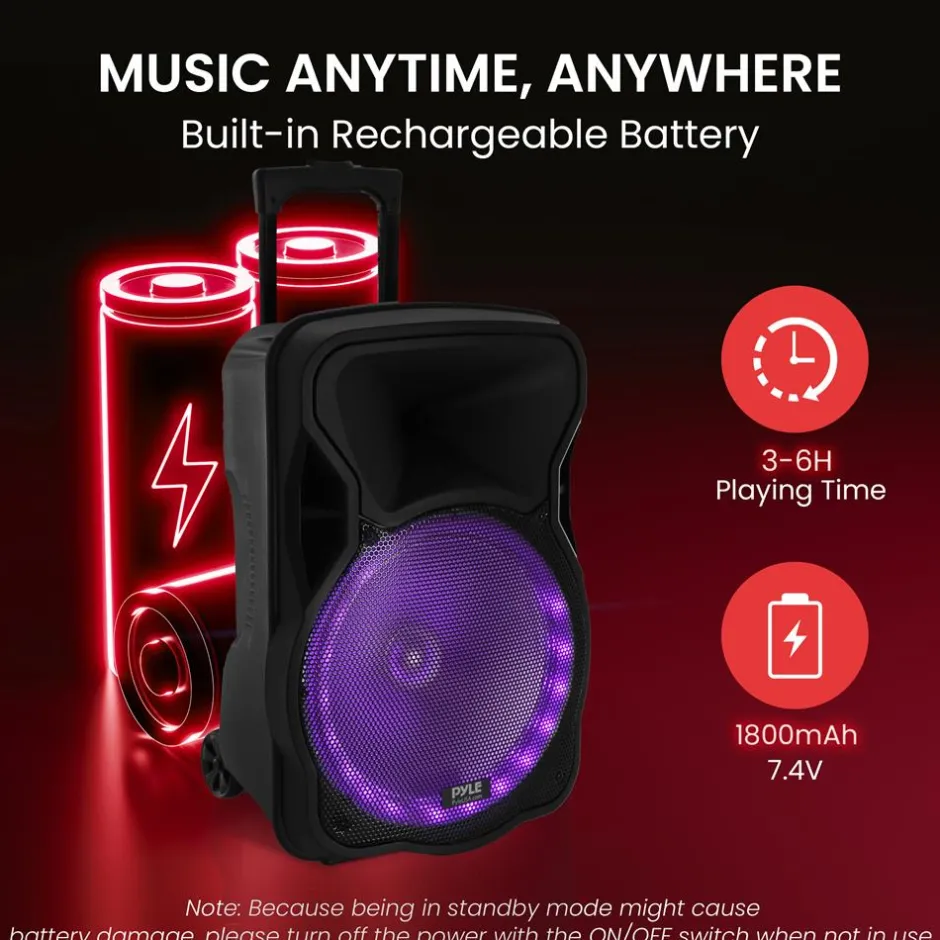 Portable Pa Speaker With Led Lights<Pyle Hot