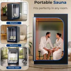 Portable 2-Person Sauna Tent, Detox & Relax, 4L Steamer, 2 Chairs, Black<SereneLife Best