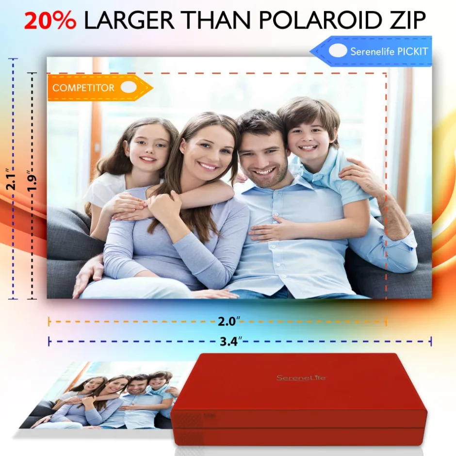 Portable Photo Printer - Instant Wireless Prints, 291dpi, Red<SereneLife Hot