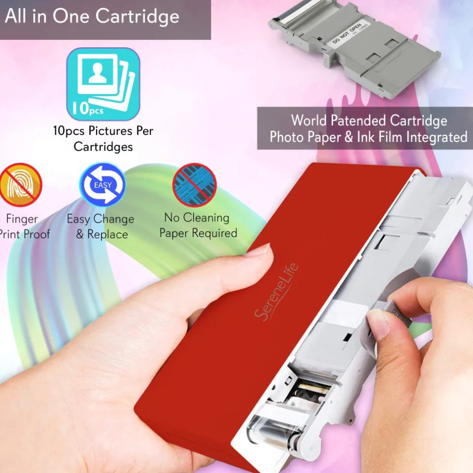 Portable Photo Printer - Instant Wireless Prints, 291dpi, Red<SereneLife Hot