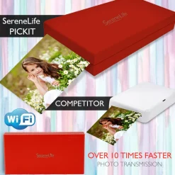 Portable Photo Printer - Instant Wireless Prints, 291dpi, Red<SereneLife Hot
