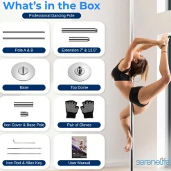 Portable Spinning Dance Pole, Adjustable Steel, Holds 1102 lbs<SereneLife Clearance