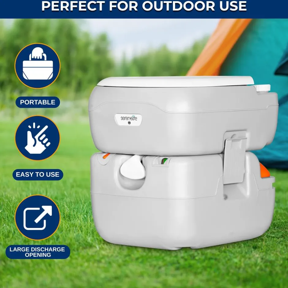 Portable Toilet 5.8 Gal Leak-Proof High-Density Polyethylene Camping<SereneLife