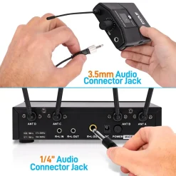 Portable UHF Wireless Mic System - 4 Mics, Bluetooth, Battery Operated<Pyle Clearance