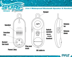 Portable Waterproof Bluetooth Speaker - Hands-Free Calls, 8hr Battery, White<Pyle Best