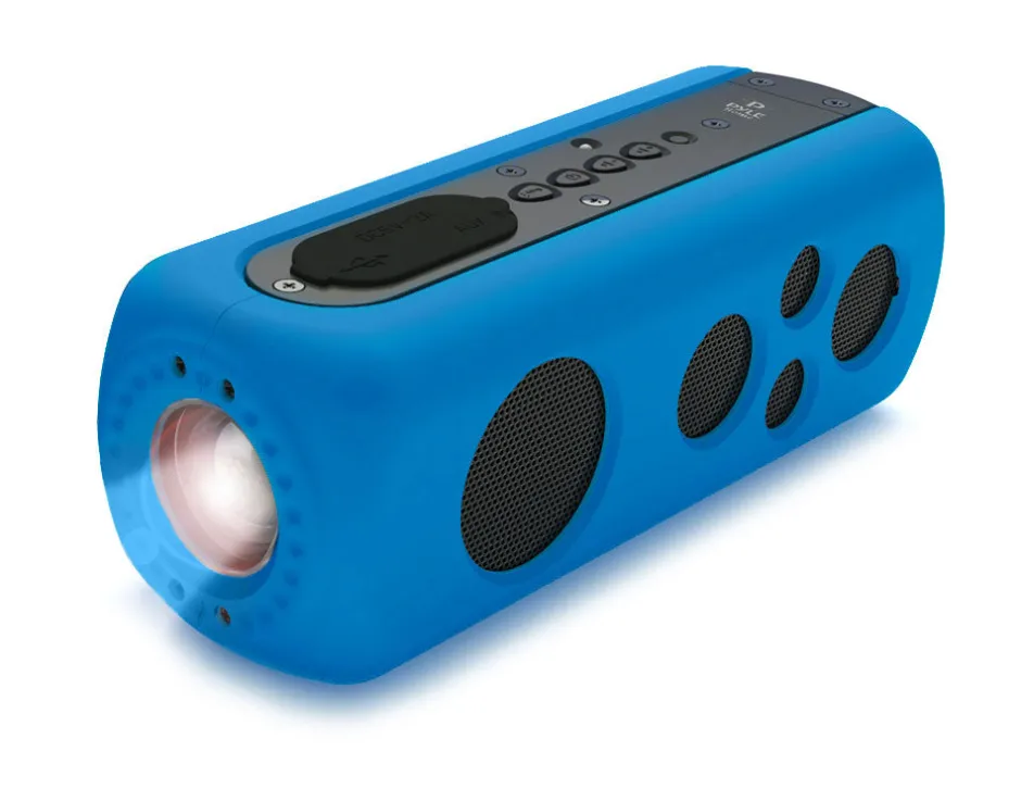 Portable Waterproof Speaker - Rugged Design, Bluetooth, LED Flashlight, Blue<Pyle Best