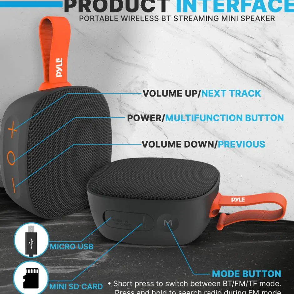 Portable Wireless Bt Streaming Mini Spea<Pyle Online