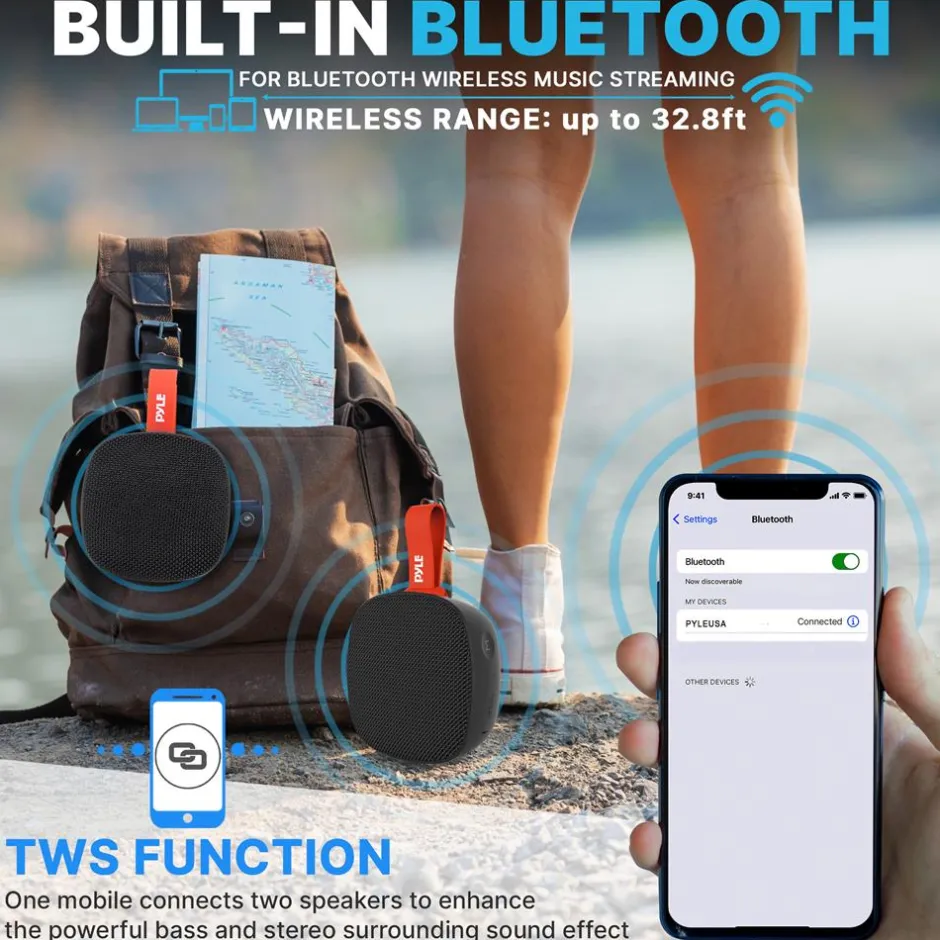 Portable Wireless Bt Streaming Mini Spea<Pyle Online