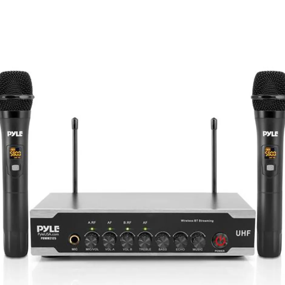 Portable Wireless Mic System - Crisp Audio, Bluetooth, Dual Handheld Mics<Pyle New