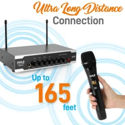 Portable Wireless Mic System - Crisp Audio, Bluetooth, Dual Handheld Mics<Pyle New