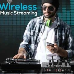 Professional 3-Channel Wireless DJ Mixer with Bluetooth, USB, and<Pyle Clearance