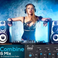 Professional 3-Channel Wireless DJ Mixer with Bluetooth, USB, and<Pyle Clearance