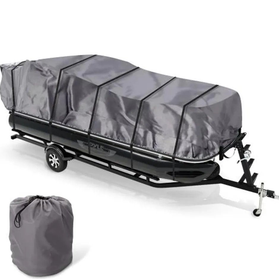 Protective Pontoon Boat Cover, Waterproof 600D Canvas, Fits 17-20ft<Pyle Clearance