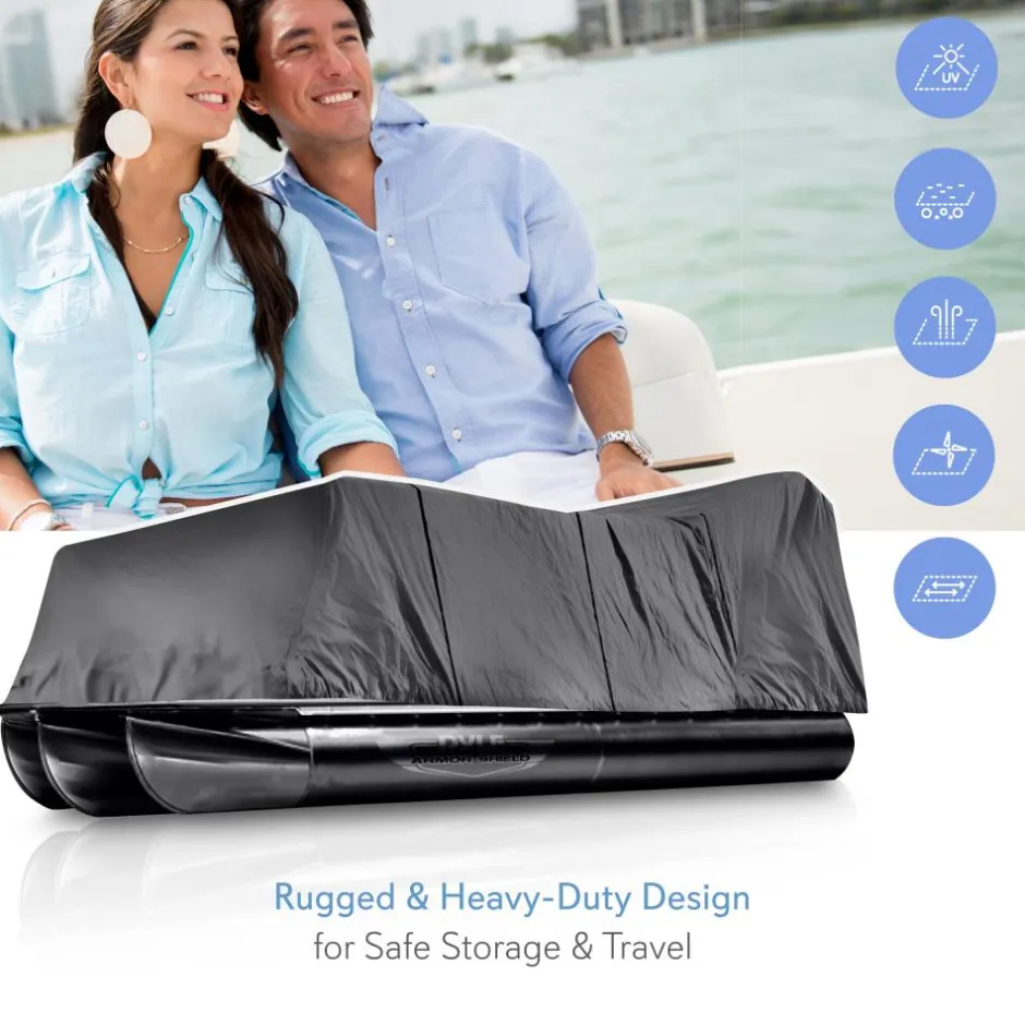 Protective Pontoon Boat Cover, Waterproof 600D Canvas, Fits 17-20ft<Pyle Clearance