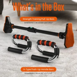 Pull-Up & Push-Up Bar Kit, Full Body Workout, Non-Slip Foam Handles<SQUATZ Sale