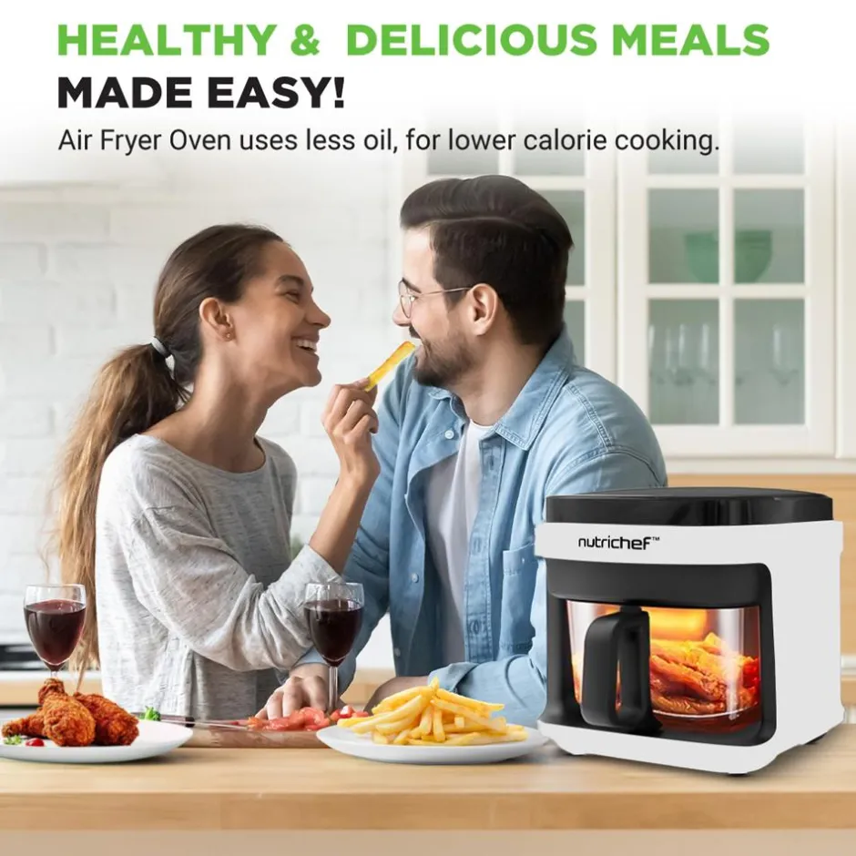 5.8QT Air Fryer, Quick Cooking, Transparent Bowl, White<NutriChef Online