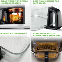 5.8QT Air Fryer, Quick Cooking, Transparent Bowl, White<NutriChef Online