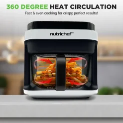 5.8QT Air Fryer, Quick Cooking, Transparent Bowl, White<NutriChef Online