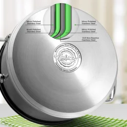 15-Quart Stainless Steel Stock Pot, Induction Safe, Tempered Glass Lid<NutriChef Online