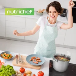 15-Quart Stainless Steel Stock Pot, Induction Safe, Tempered Glass Lid<NutriChef Online