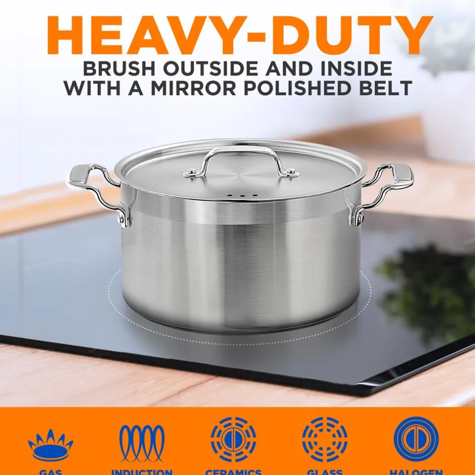 5-Quart Stockpot for Even Heat, Stainless Steel, Induction Compatible<NutriChef Best