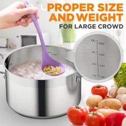 5-Quart Stockpot for Even Heat, Stainless Steel, Induction Compatible<NutriChef Best