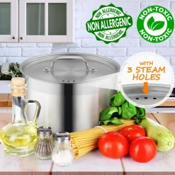 5-Quart Stockpot for Even Heat, Stainless Steel, Induction Compatible<NutriChef Best