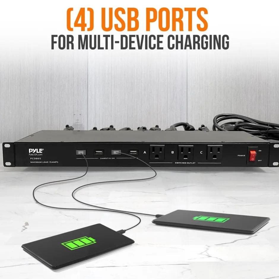 Rack Mount Power Conditioner with USB & AC Outlets<Pyle Outlet