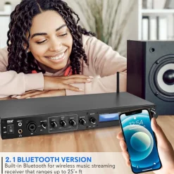 Rack Mount Pre-Amplifier - Bluetooth Streaming, Recording Mode, Metal Panel<Pyle