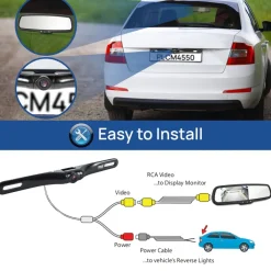 Rearview Backup Camera Kit, Night Vision, Waterproof, 4.3