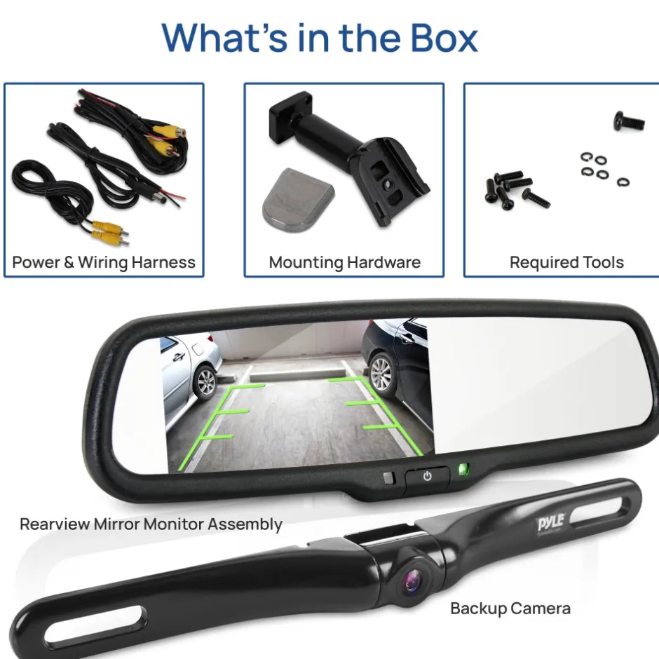 Rearview Backup Camera Kit, Night Vision, Waterproof, 4.3" Screen<Pyle Outlet