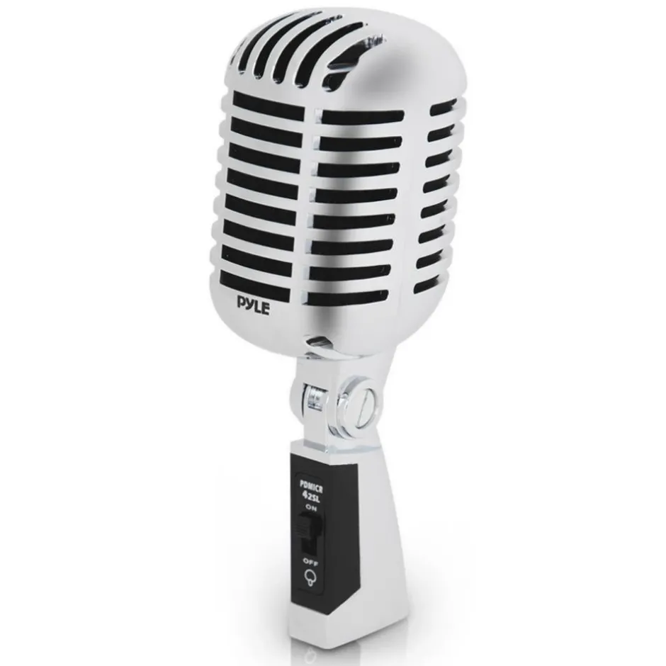 Retro Dynamic Vocal Microphone - High Clarity - Unidirectional - Silver<Pyle Sale