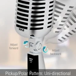 Retro Dynamic Vocal Microphone - High Clarity - Unidirectional - Silver<Pyle Sale