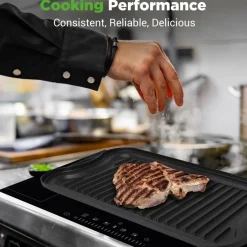 Reversible Cast Iron Griddle - Even Heat, Extra-Wide, Oven Safe<NutriChef Best