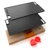Reversible Cast Iron Grill Pan, Even Heat, 18" Flat & Ridged, Includes Mitt<NutriChef Discount