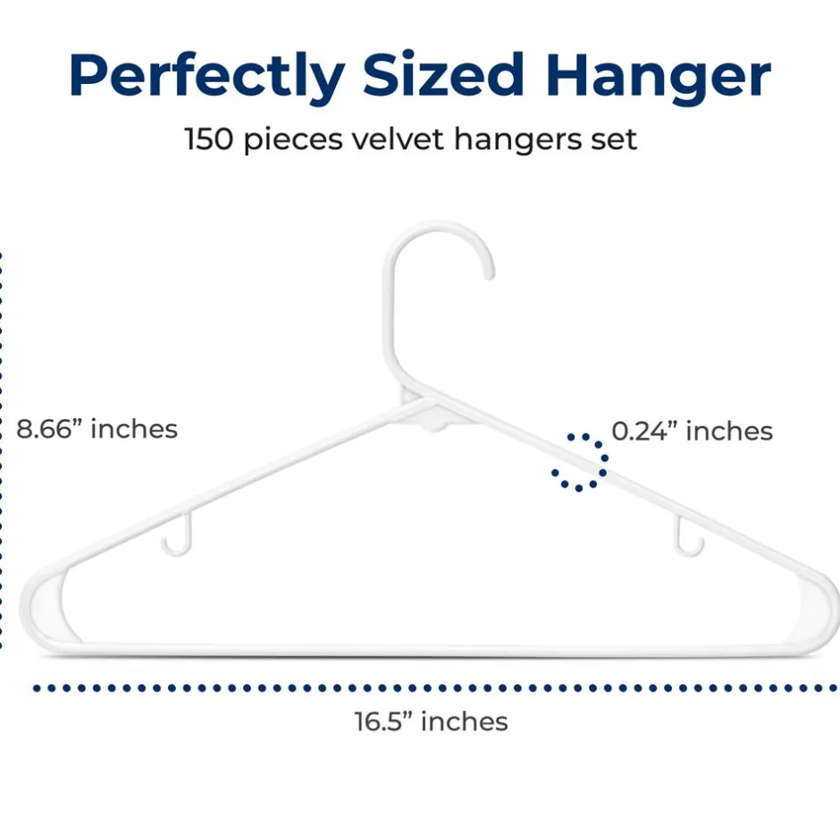 150 Pack Plastic Hangers, Non-Slip, Space-Saving Closet Organizers, Durable and Strong for Shirts, Sweaters, Hoodies, Kids Clothes & Dresses, Ultra-Thin, Lightweight<SereneLife Best