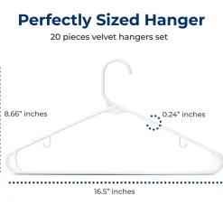Premium 20 Pack Plastic Hangers, Lightweight, Durable, Space Saving Clothes Organizers, Suitable for Shirts, Sweaters, Hoodies, Dresses, Kids Clothes, Good For Home Organization (White)<SereneLife Discount