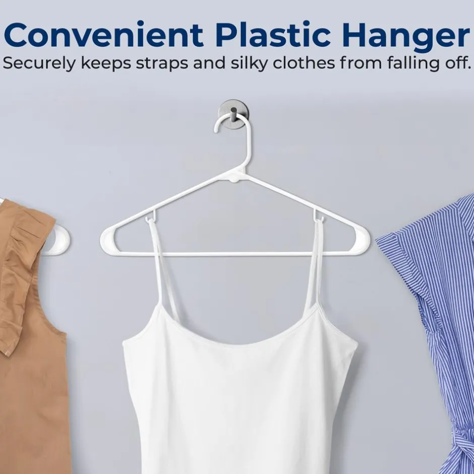 Premium 20 Pack Plastic Hangers, Lightweight, Durable, Space Saving Clothes Organizers, Suitable for Shirts, Sweaters, Hoodies, Dresses, Kids Clothes, Good For Home Organization (White)<SereneLife Discount