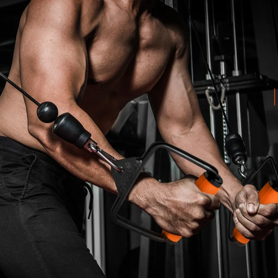 Single D Row Handle - Non-Slip Grip, 360° Rotation, Orange Handle<SQUATZ