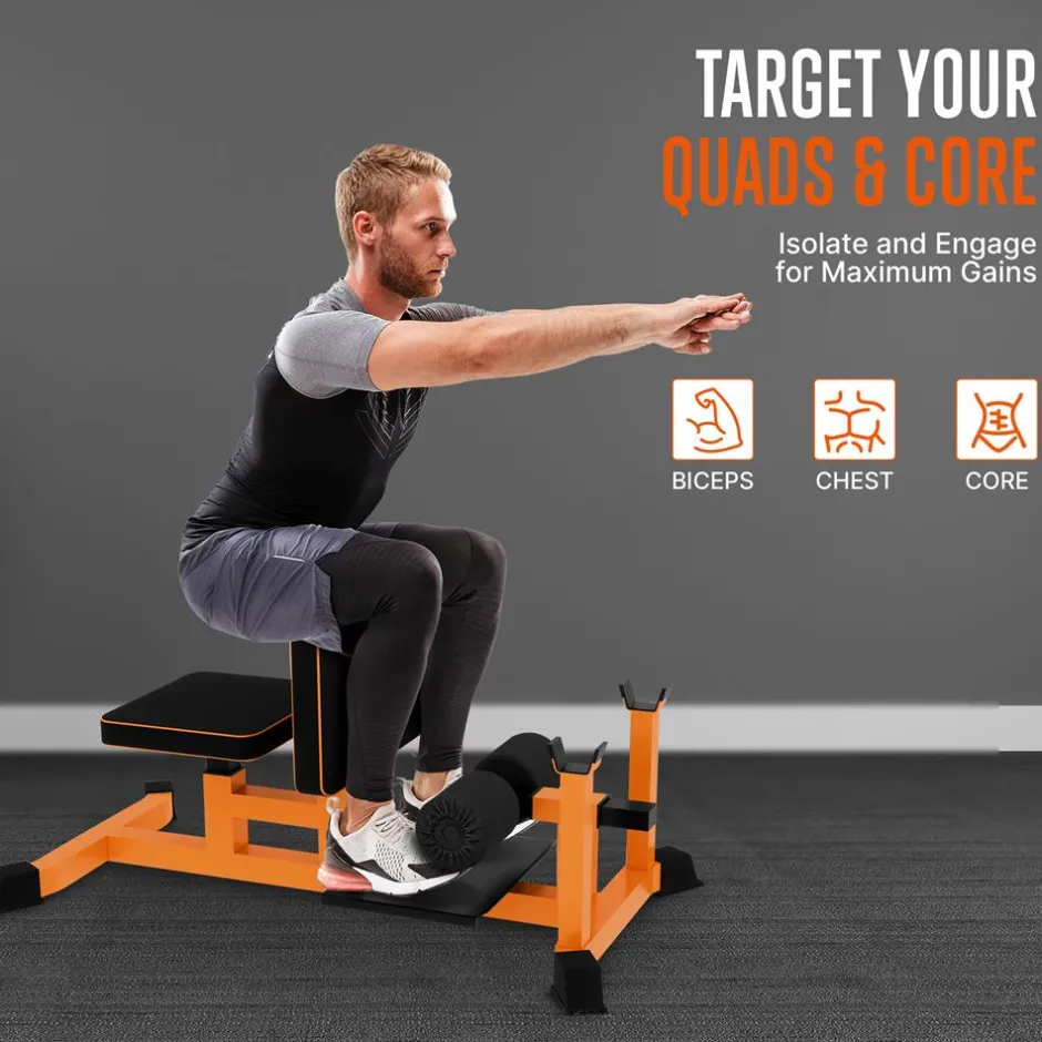 Sissy Squat Machine - Build Muscle - Heavy-Duty Steel - Black & Orange<SQUATZ Discount