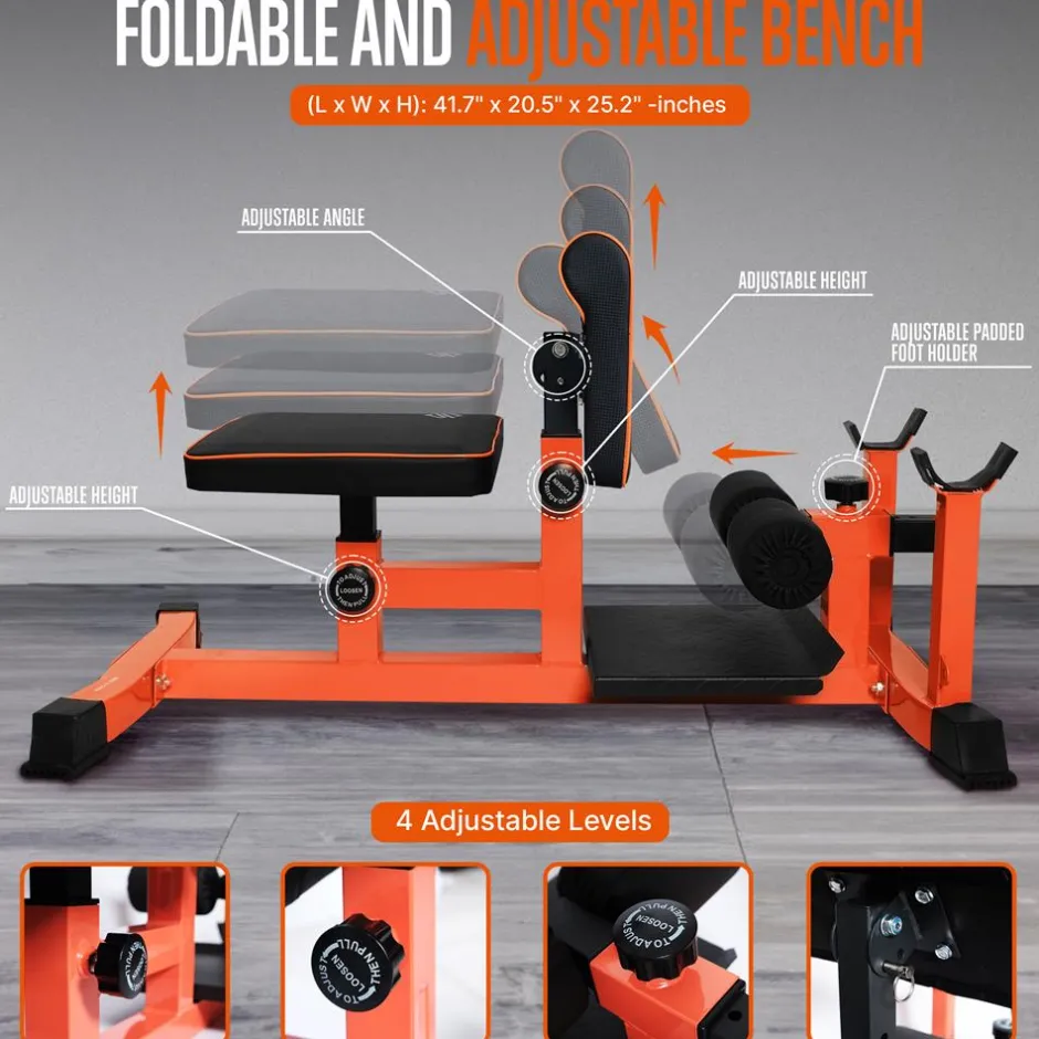 Sissy Squat Machine - Build Muscle - Heavy-Duty Steel - Black & Orange<SQUATZ Discount