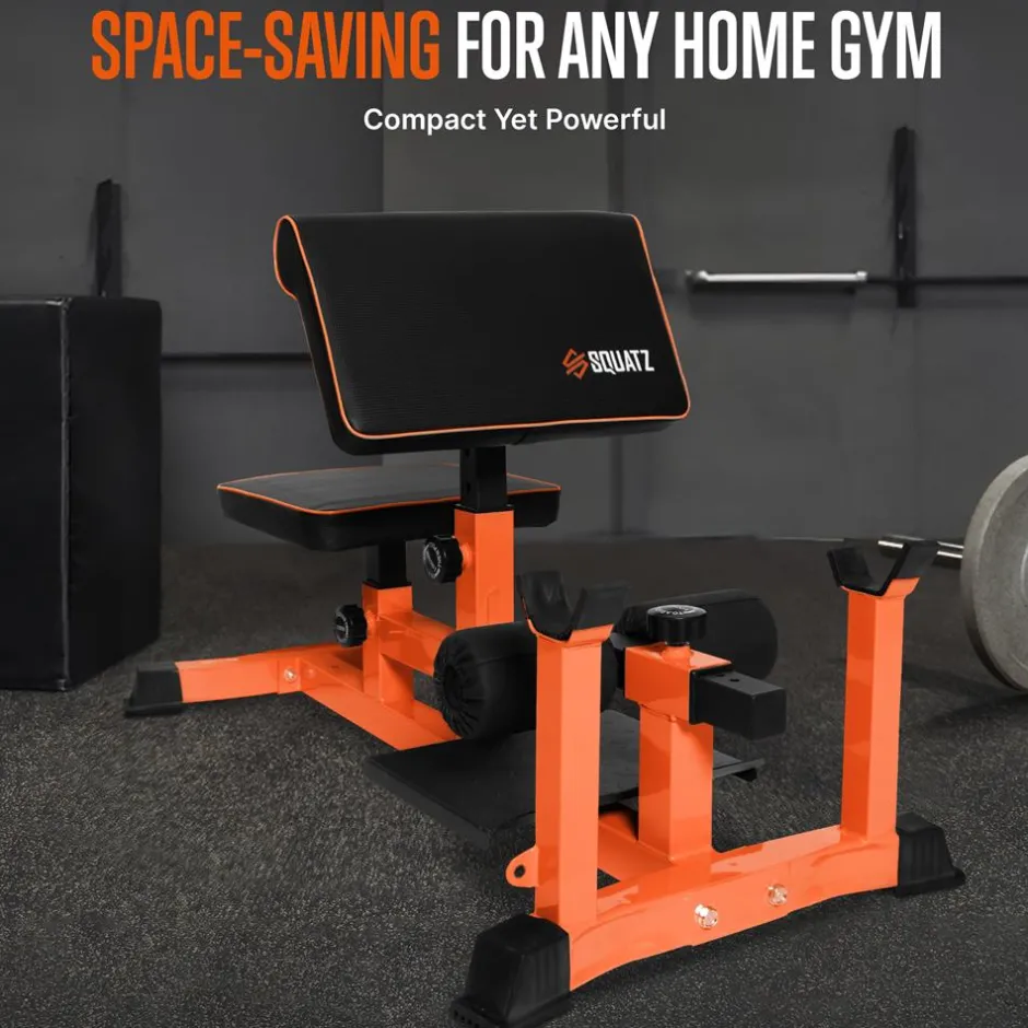 Sissy Squat Machine - Build Muscle - Heavy-Duty Steel - Black & Orange<SQUATZ Discount